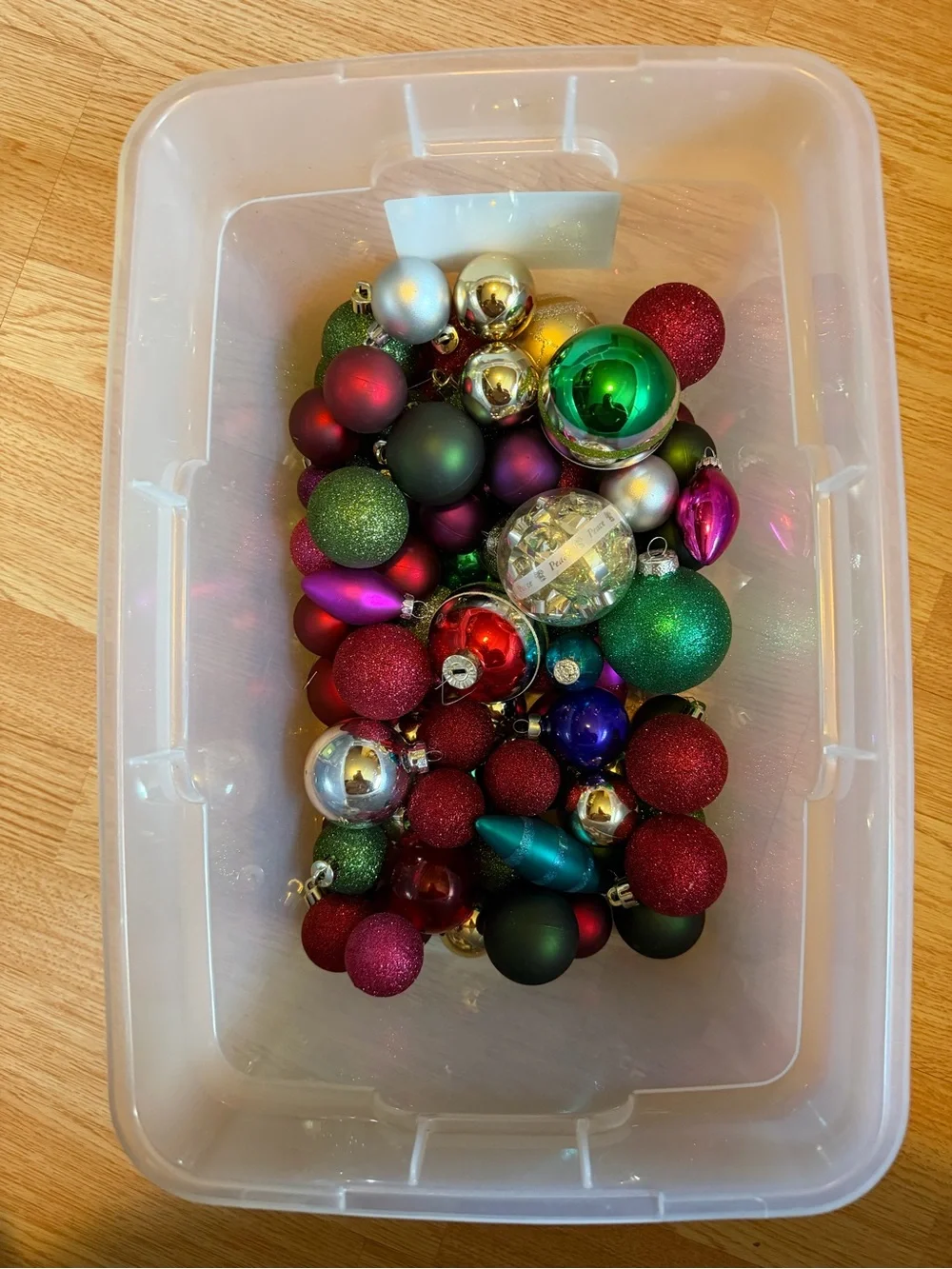 Assorted Glass Christmas Ornaments - Red, Green, Gold, Silver, Purple